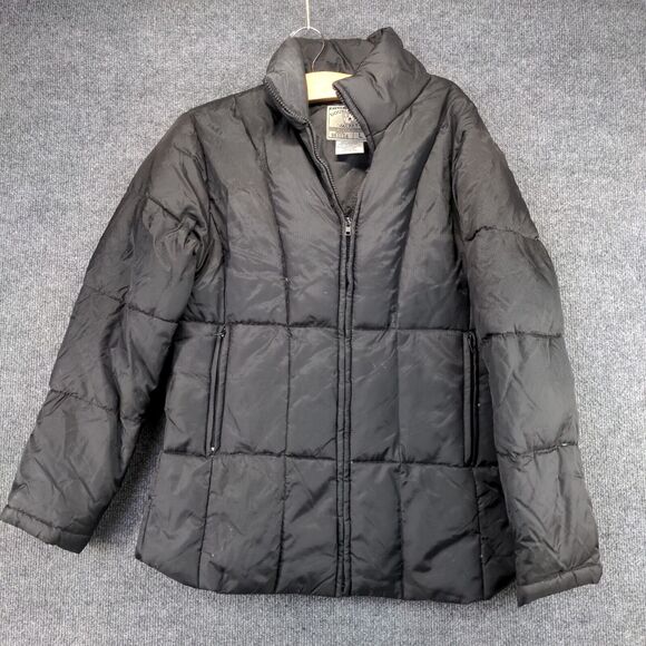 Steve & Barry's Double Down Puffer Jacket Womens Size L Black Full Zip #961124 - Picture 2 of 14